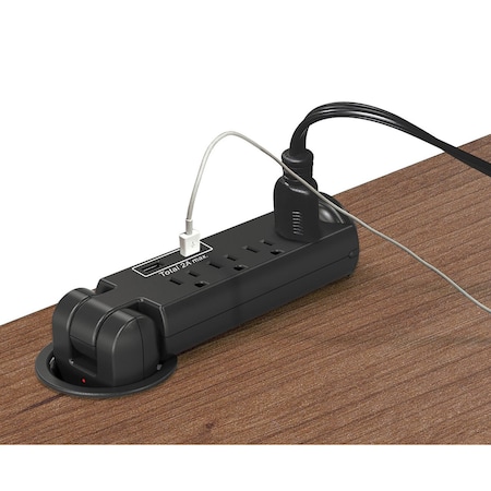 Officesource Power Strip, Pull Out, 2.36'', Black OSF1000BK